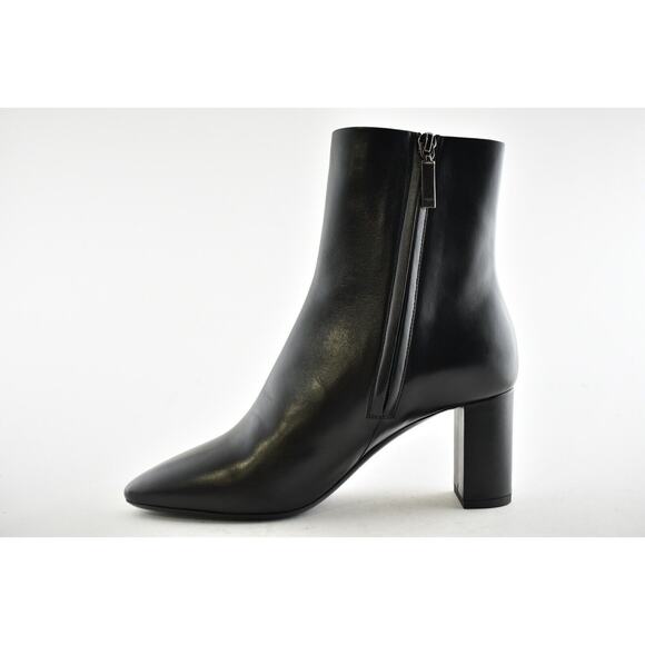 YSL Yves Saint Laurent Lou 70 Black Leather Pin Block Heel Ankle Bootie Boot 37 - Picture 8 of 12